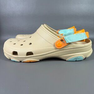 Crocs Classic Clogs Mens Size 13 Tan/Orange/Blue All-Terrain Adjustable Strap